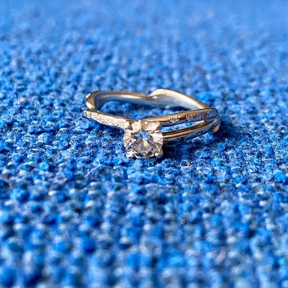 GIA certified platinum platinum engagement ring & wedding band set 6.5 - Picture 2 of 5